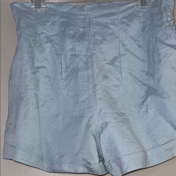 Blue High Waist Shorts with Flowy Silhouette - Picture 9 of 10